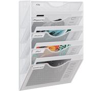 EasyPAG Porte-documents mural A4 en maille métallique, à 5 compartiments - Blanc