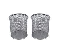 EasyPAG Round Mesh Pencil Holder 2 Pack Pen Holders Desk Pen Cups Organizer for Home, School Office, Silver