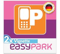 EASYPARK Lot de 2 autocollants Easy Park Vignette APP pour vitre arrière de voiture, ticket de voiture, plaque de stationnement, 6 x 6 cm, protection UV, amovible, fabriqués en Allemagne