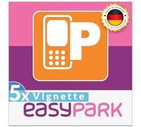 EASYPARK Lot de 5 autocollants Easy Park Vignette APP pour vitre arrière, ticket de voiture, plaque de stationnement, 6 x 6 cm, protection UV, amovible, fabriqués en Allemagne
