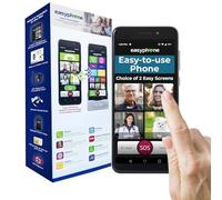 Easyphone Smartphone simple - Facile à utiliser, mobile débloqué pour personnes âgées, écran lumineux de 6,5 pouces, puissant, 4G SOS GPS, prise en charge britannique, WhatsApp, station de chargement