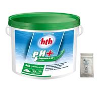 EASYPISCINE Correcteur de pH HTH® pH Plus Poudre - 5 kg + 12 Tests OFFERTS 7 en 1