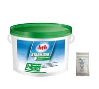 EASYPISCINE Stabilisant Chlore HTH® STABILIZER granulés - 3 kg + 12 Tests OFFERTS 7 en 1