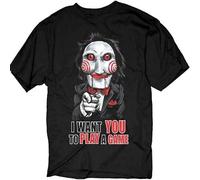 Easypitwy Saw Jigsaw Billy Puppet I Want You to Play a Game T Shirt Black S