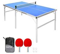 EasyPong® | Table de Ping Pong Bleu | 182x91cm | Qualité Premium | Facile à Transporter | Stable | Idéale pour Extérieur & Intérieur | 2 Raquettes + 4 Balles | Table Tennis | 100% Fun | OriginalCup®