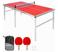 EasyPong | Table de Ping Pong Rouge | 182x91cm | Qualité Premium | Facile à Transporter | Stable | Idéale pour Extérieur & Intérieur | 2 Raquettes + 4 Balles | Table Tennis | 100% Fun | OriginalCup