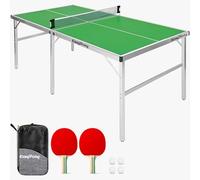 EasyPong | Table de Ping Pong Vert | 182x91cm | Qualité Premium | Facile à Transporter | Stable | Idéale pour Extérieur & Intérieur | 2 Raquettes + 4 Balles | Table Tennis | 100% Fun | OriginalCup