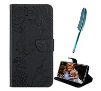 EasyShow Coque pour Realme 16 Pro, Papillon gaufrage PU Cuir Housse TPU Flip Etui avec Carte Fente-Stand Fonction-avec Stylet Tactile, Étui pour Realme 16 Pro (Noir)