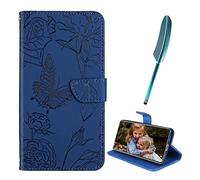 EasyShow Coque pour Realme 16 Pro, Papillon gaufrage PU Cuir Housse TPU Flip Etui avec Carte Fente-Stand Fonction-avec Stylet Tactile, Étui pour Realme 16 Pro (Bleu)