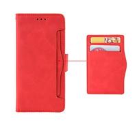EasyShow Coque pour Tecno Spark Go 2 Housse, Étui en Cuir PU Coque avec Fente Carte, Flip Cover Fermeture Magnétique und Flip Béquille Etui pour Tecno Spark Go 2 Coque-Rouge