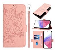 EasyShow Étui pour Samsung Galaxy A36 5G Portefeuille Étui, Rétro 3D Pattern Design Coque PU Cuir Flip Housse Cover Case Wallet Coque pour Samsung Galaxy A36 5G-Rose