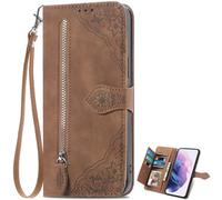 EasyShow Étui pour Sony Xperia 1 VIII Fleur de Pression 3D, Apporter Un Stand d'un boîtier de téléphone Mobile de Portefeuille, Coque pour Sony Xperia 1 VIII-Marron