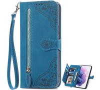 EasyShow Étui pour Sony Xperia 1 VIII Fleur de Pression 3D, Apporter Un Stand d'un boîtier de téléphone Mobile de Portefeuille, Coque pour Sony Xperia 1 VIII-Bleu