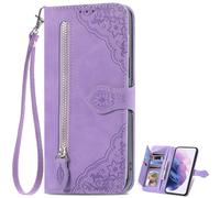 EasyShow Étui pour Sony Xperia 1 VIII Fleur de Pression 3D, Apporter Un Stand d'un boîtier de téléphone Mobile de Portefeuille, Coque pour Sony Xperia 1 VIII-Violet