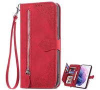 EasyShow Étui pour ZTE Nubia Z70S Ultra Fleur de Pression 3D, Apporter Un Stand d'un boîtier de téléphone Mobile de Portefeuille, Coque pour ZTE Nubia Z70S Ultra-Rouge