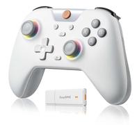 EasySMX X05 Manettes PC Sans Fil Rechargeable avec RGB/Vibration/Hall Joystick/Hall Trigger, Manette PC Bluetooth pour Gamer/Switch/Mobile/Android/iOS/Android TV Box, 750 mAh, Blanc