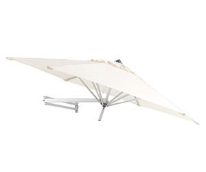 EASYSOL Parasol Mural Déporté Extérieur - Ronde 250cm Hexagonal - Pour Terrasse, Balcon et Jardin - avec Support Mural - Télescopique et Inclinable - Aluminium et Polyester - Naturel/Ecru