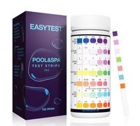 EASYTEST 7 en 1 Testeur pour Eau de Piscine et Spa, 150 test pour tester chlore libre, le chlore total, le brome, la dureté totale, l’alcalinité totale, l’acide cyanurique et le pH