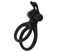 Easytoys - Anneau pénien vibrant pour pénis et testicules - silicone noir