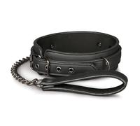 Easytoys - collier fétiche avec laisse - cuir noir