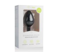 Easytoys Diamond - plug anal avec pierre blanche - taille moyenne - noir