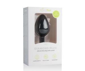 Easytoys Diamond - plug anal avec pierre blanche - taille moyenne - noir