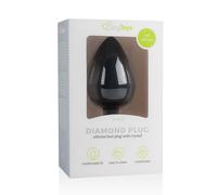 Easytoys Diamond - plug anal grand noir à pierre blanche