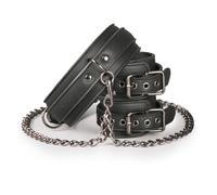 Easytoys Fetish - - Collier en cuir avec menottes - Noir