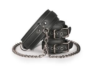 Easytoys Fetish - - Collier en cuir avec menottes - Noir