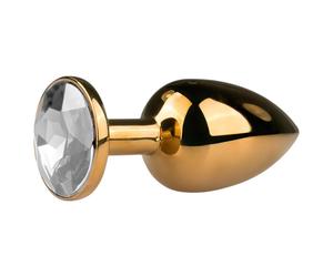 Easytoys Metal No.1 - plug anal conique à pierre blanche - doré (2,5 cm)