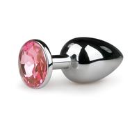 Easytoys Metal No.1 - plug anal en métal - bijou rose - argenté 2,7cm