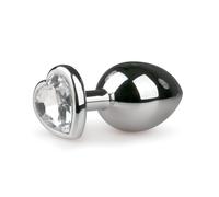 Easytoys Metal No.7 - plug anal cœur, pierre blanche - argenté