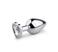EasyToys Plug Anal En Métal Argenté Avec Cristal Cœur Transparent 8 cm