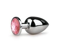 EasyToys Plug Anal En Métal Argenté Avec Cristal Rose 10 cm