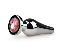 EasyToys Plug Anal En Métal Argenté Avec Cristal Rose 12 cm