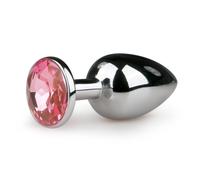 EasyToys Plug Anal En Métal Argenté Avec Cristal Rose 7 cm