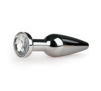 EasyToys Plug Anal En Métal Argenté Avec Cristal Transparent 11 cm
