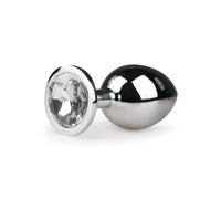 EasyToys Plug Anal En Métal Argenté Avec Cristal Transparent 8 cm