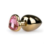 EasyToys Plug Anal En Métal Doré Avec Cristal Cœur Rose 10 cm