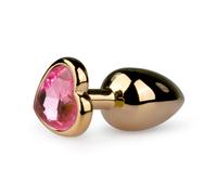 EasyToys Plug Anal En Métal Doré Avec Cristal Cœur Rose 7 cm