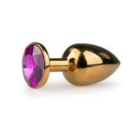 EasyToys Plug Anal En Métal Doré Avec Cristal Violet 7 cm