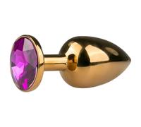 Easytoys - plug anal métal doré - bijou violet - 2,5 cm