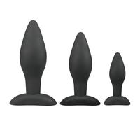 Easytoys Rocket - set de plugs anaux - silicone noir - 3 pièces