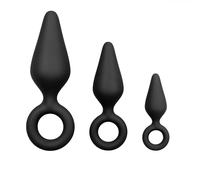 Easytoys - Set de plugs anaux à anneaux - 3 pcs (noir)