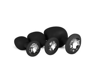 Easytoys - set de plugs anaux - strass - silicone noir