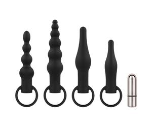 Easytoys - set plug anal vibrant rechargeable - 4 pièces - noir