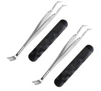 EasyULT 2 Pièces 2 en 1 Pince à Tiques pour Chien et Chat, Pince à Tiques en Acier Inoxydable, Supprime Les Tiques et Les Puces Facilement pour Chiens et Chats (avec Sac Rangement Cuir)