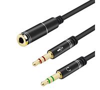 EasyULT 3,5 mm Adaptateur Jack, 3.5mm Femelle vers 2 Double Male Jack Audio Cable Splitter Adaptateur, Micro Audio Y Câble Séparateur(Argent)