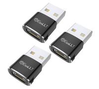 EasyULT Adaptateur USB C Femelle vers USB Mâle 3 Pièces, Adaptateur Câble Chargeur Type C vers USB, Compatible avec iPhone 16 15 14, Samsung Galaxy S24/S23/S22, et Plus (Noir)