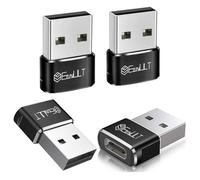 EasyULT Adaptateur USB vers USB C 4 Pièces, Adaptateur USB C Femelle vers USB Mâle, Type C Adaptateur de Rapide et de Synchronisation pour iPhone 15 14 13 Pro Max, Samsung Galaxy S23/S22 (Noir)